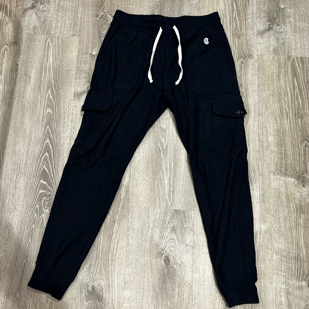 Black Cargo Jogger Pants with Drawstring
